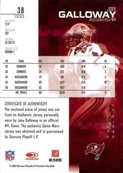 2007 Leaf Rookies & Stars - Materials Gold #38 Joey Galloway Back