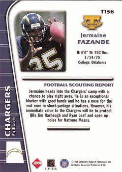 1999 Collector's Edge Triumph #T156 Jermaine Fazande Back