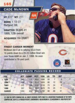 1999 Finest #165 Cade McNown Back