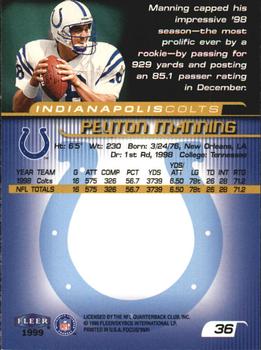1999 Fleer Focus #36 Peyton Manning Back