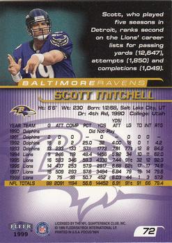 1999 Fleer Focus #72 Scott Mitchell Back