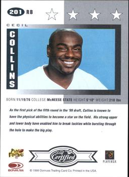 1999 Leaf Certified #201 Cecil Collins Back