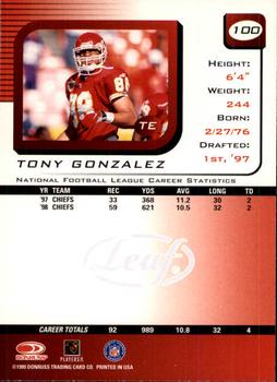 1999 Leaf Rookies & Stars #100 Tony Gonzalez Back