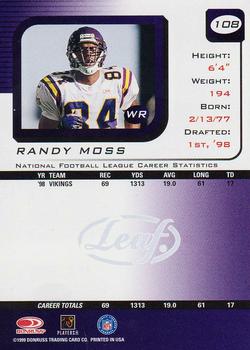 1999 Leaf Rookies & Stars #108 Randy Moss Back