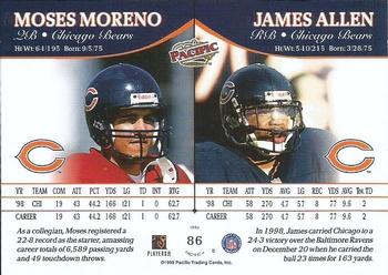 1999 Pacific #86 James Allen / Moses Moreno Back