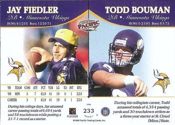 1999 Pacific #233 Jay Fiedler / Todd Bouman Back