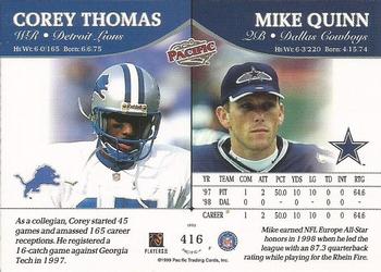 1999 Pacific #416 Corey Thomas / Mike Quinn Back