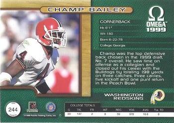 1999 Pacific Omega #244 Champ Bailey Back