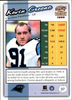 1999 Pacific Paramount #37 Kevin Greene Back