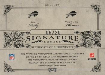 2007 Playoff National Treasures - Signature Combos #3 Jim Kelly / Thurman Thomas Back