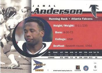 1999 Pacific Prism #6 Jamal Anderson Back