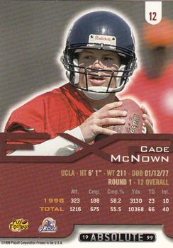 1999 Playoff Absolute EXP #12 Cade McNown Back
