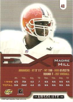 1999 Playoff Absolute EXP #40 Madre Hill Back