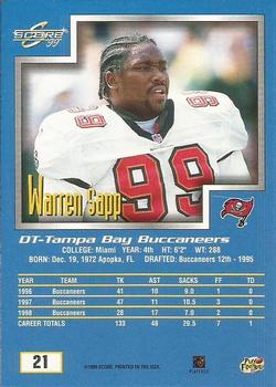 1999 Score #21 Warren Sapp Back