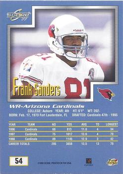 1999 Score #54 Frank Sanders Back