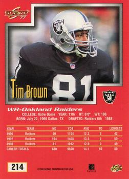 1999 Score #214 Tim Brown Back