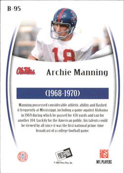 2007 Press Pass Legends - Bronze #B-95 Archie Manning Back