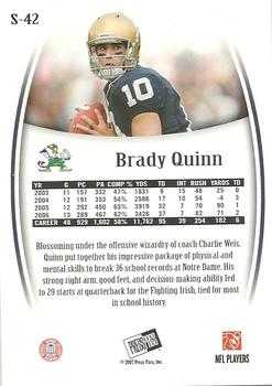 2007 Press Pass Legends - Silver #S-42 Brady Quinn Back