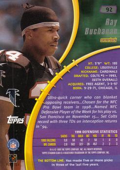 1999 Stadium Club #92 Ray Buchanan Back