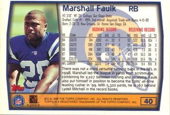 1999 Topps #40 Marshall Faulk Back