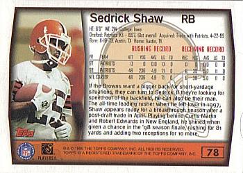 1999 Topps #78 Sedrick Shaw Back