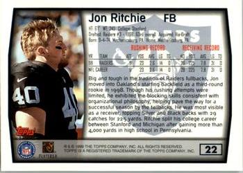 1999 Topps #22 Jon Ritchie Back