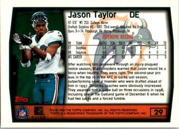 1999 Topps #29 Jason Taylor Back