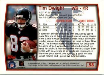 1999 Topps #58 Tim Dwight Back