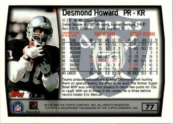 1999 Topps #77 Desmond Howard Back