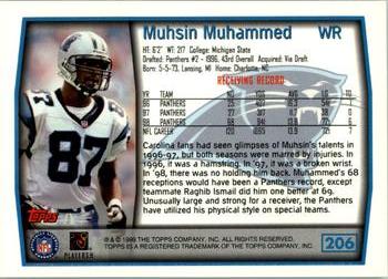 1999 Topps #206 Muhsin Muhammad Back