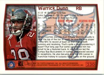 1999 Topps #230 Warrick Dunn Back