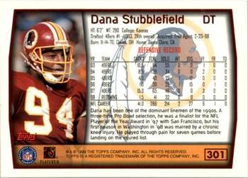 1999 Topps #301 Dana Stubblefield Back