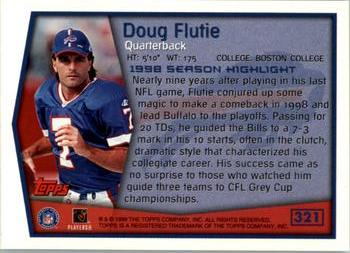 1999 Topps #321 Doug Flutie Back