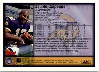 1999 Topps #330 Daunte Culpepper Back