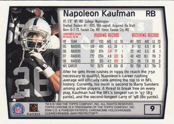 1999 Topps Chrome #9 Napoleon Kaufman Back