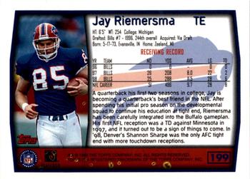 1999 Topps - Topps Collection #199 Jay Riemersma Back