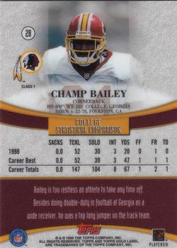 1999 Topps Gold Label #28 Champ Bailey Back