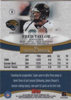 1999 Topps Gold Label #30 Fred Taylor Back