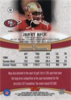 1999 Topps Gold Label #60 Jerry Rice Back
