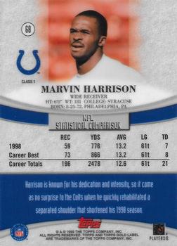 1999 Topps Gold Label #68 Marvin Harrison Back