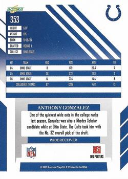 2007 Score - Atomic #353 Anthony Gonzalez Back