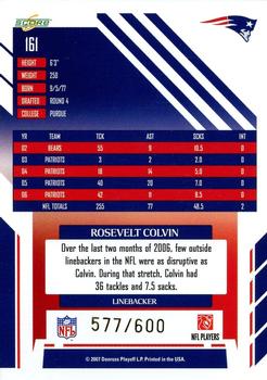 2007 Score - Gold Zone #161 Rosevelt Colvin Back