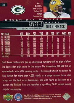 1999 Upper Deck #80 Brett Favre Back