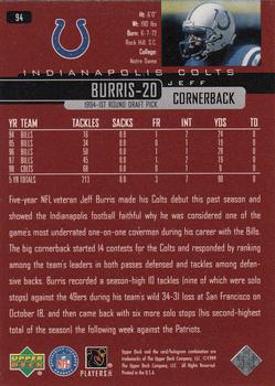 1999 Upper Deck #94 Jeff Burris Back