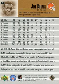 1999 Upper Deck Century Legends #1 Jim Brown Back