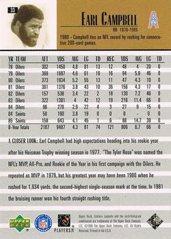 1999 Upper Deck Century Legends #33 Earl Campbell Back