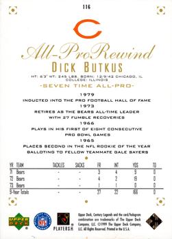 1999 Upper Deck Century Legends #116 Dick Butkus Back
