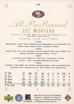 1999 Upper Deck Century Legends #118 Joe Montana Back