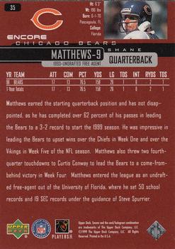 1999 Upper Deck Encore #35 Shane Matthews Back
