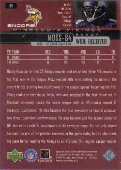 1999 Upper Deck Encore #96 Randy Moss Back